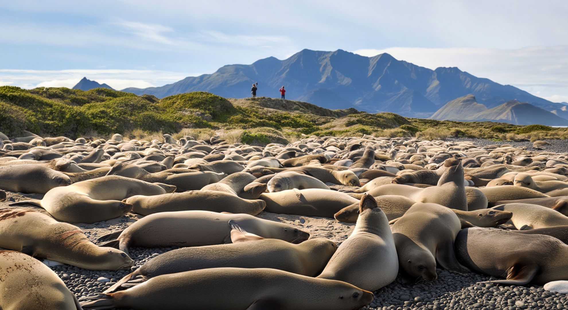 A colony of seals has taken over a beach near Kaikōura stunning locals
