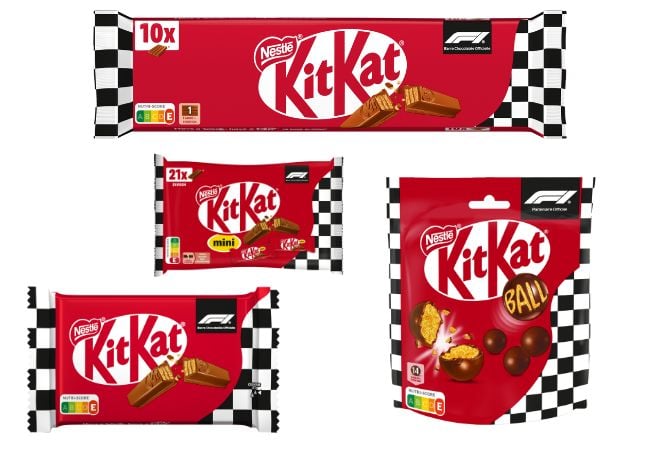 les produits KitKat avec le nouveau visuel F1