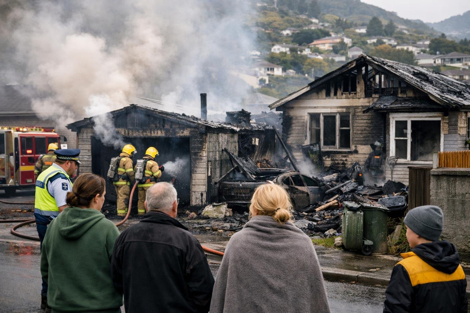 ʼThe whole street smelled of smokeʼ: Dunedin residents evacuated after a house fire spreads to a garage