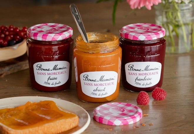 trois pots de confiture Sans Morceaux Bonne Maman