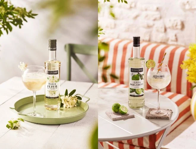 les liqueurs VEDRENNE à la fleur de sureau et à la bergamote