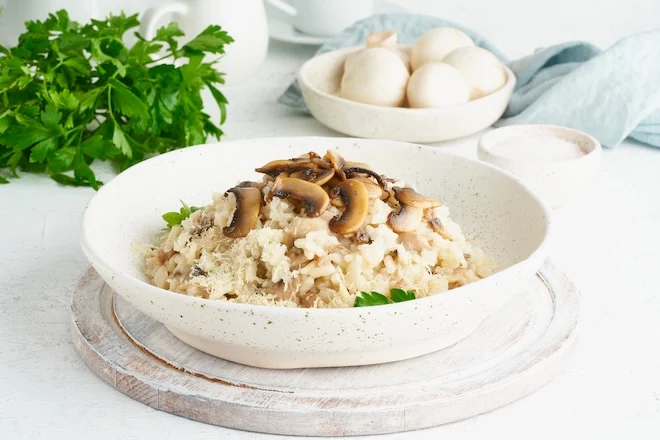 riz aux champignons et poulet