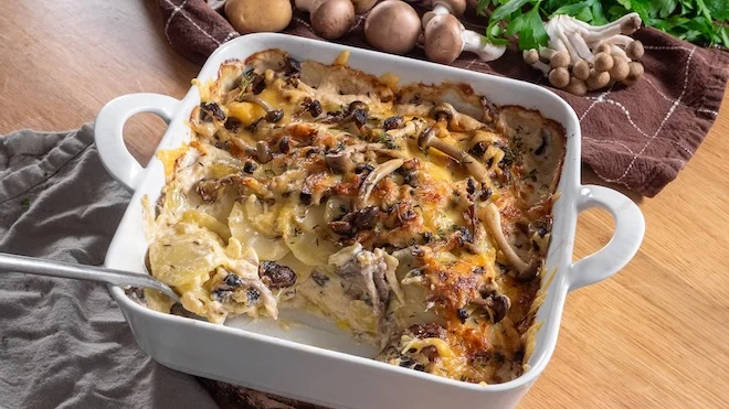 gratin de pommes de terre et champignons
