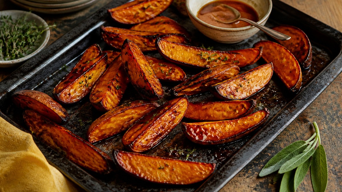 One spoonful of miso makes roasted kūmara taste far richer without adding more butter