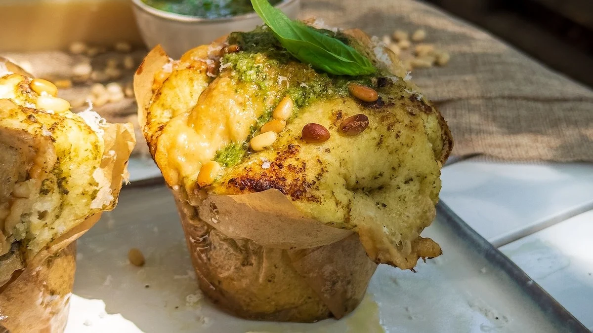 Pamper Yourself with Soft Homemade Pesto Focaccias in Muffin Tin Form